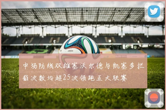 中场防线双雄塞沃尔德与凯塞多拦截次数均超25次领跑五大联赛